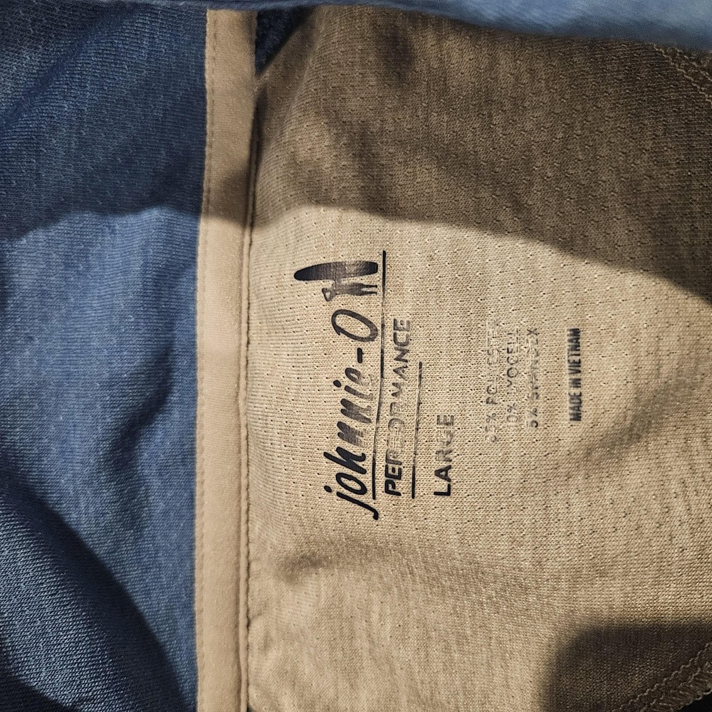 Johnnie-O Pullover Mens Large Blue Quarter Zip Mock Neck Performance Stretch - Picture 3 of 4